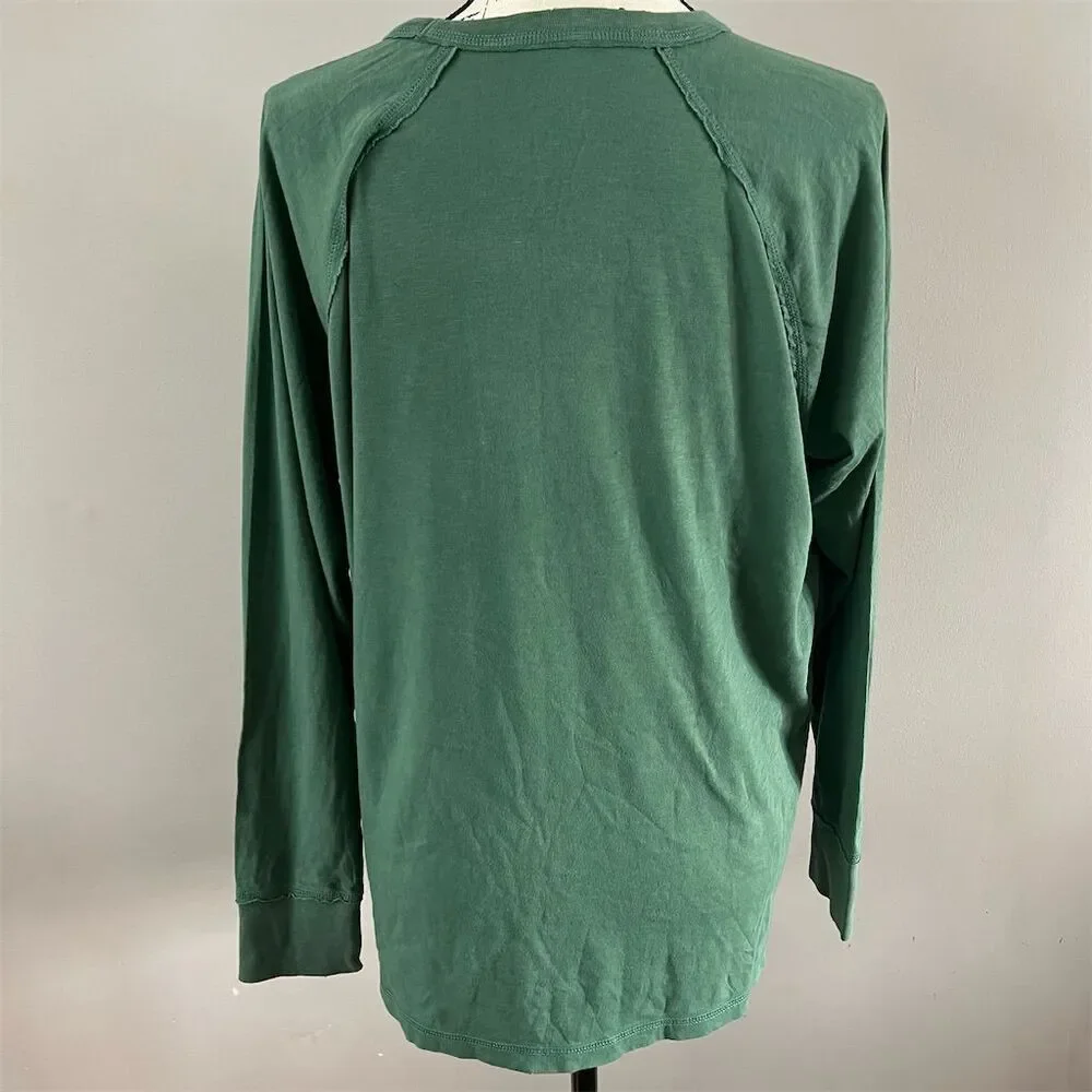 Aerie Women's Long Sleeve Graphic Tee Green Size S Standard Casual Cozy - Picture 4 of 10